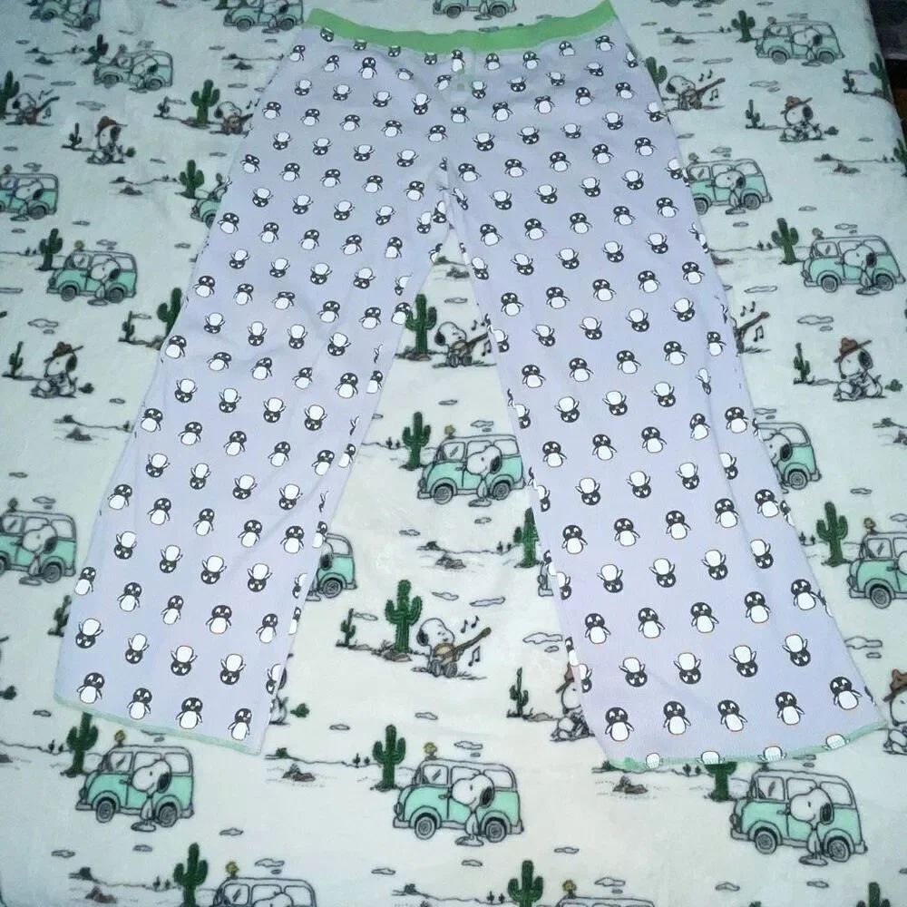 Y2K Mudd waffle knit penguins women’s purple pj pants pajama bottom size large